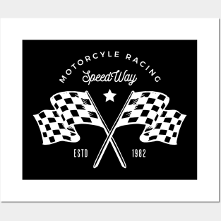 Speedway Motorcycle Racing (White) Posters and Art